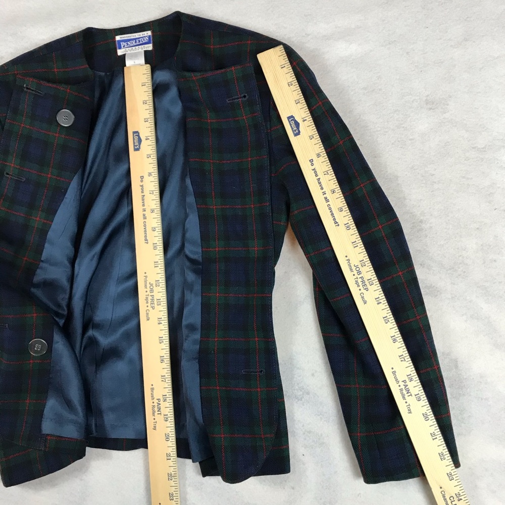 Double Breasted Blazer Pendleton Red Blue Check 8 - image 6